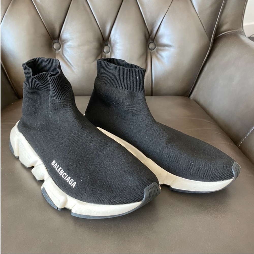 Balenciaga 2.0 Black and White Speed Sock Sneakers Size 39 l US 9 - Picture 8 of 15